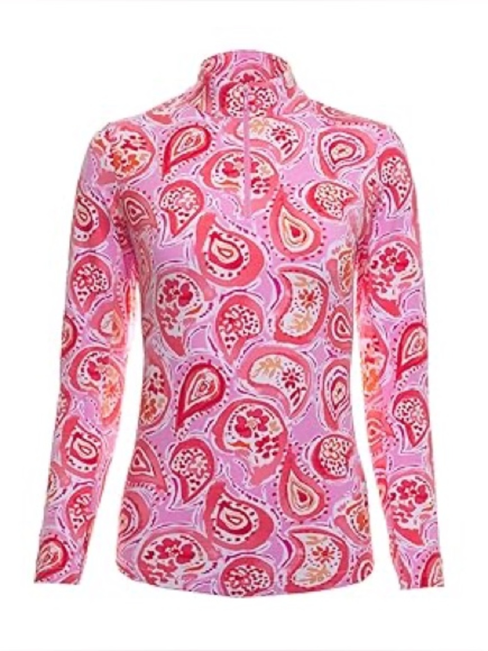 IBKUL Women’s Sun Protective Cooling 1/4 Zip Top in Pink Paisley - S